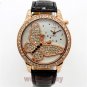 3D Butterfly Black Leather Band Round Crystal Dial Quartz Wrist Watch Lady Q2121