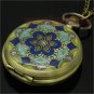 Green Jade Crystal Quartz Pocket Watch Necklace Pendant Lady Women Gifts P52