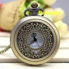 Retro Flower Pocket Watch Pendant Chain Bronze Women Men Unisex Gifts P43