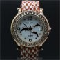 Fashion Dolphin Round Dial Crystal Leather Quartz Wrist Watch Women 86 Q3650