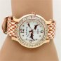 Fashion Dolphin Round Dial Crystal Leather Quartz Wrist Watch Women 86 Q3650