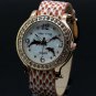Fashion Dolphin Round Dial Crystal Leather Quartz Wrist Watch Women 86 Q3650