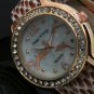 Fashion Dolphin Round Dial Crystal Leather Quartz Wrist Watch Women 86 Q3650