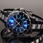 Black Ohsen Steel LED light Men boy Quartz Sport Dial Wrist Watch Gift 8OH01