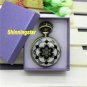 White Jade Crystal Quartz Pocket Watch Necklace Pendant Chain Women Gift Box P51