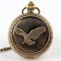 Antique Bronze Eagle Quartz Pocket Watch Necklace Pendant Men Women Gift CA P221