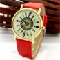 Round Feather Simple Faux Leather Analog Quartz Wrist Watch Hour Women Lady 86