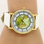 PU Leather Map Round Dial Simple Quartz Watch Gift Men Women Lady 86 Q3672