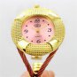 Cute Bangle Bracelet Round Stainless Steel Crystal Wrist Watch Hour Women AB