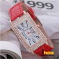 Muitl-color Square Crystal Leather Band Women Lady Quartz 86 Gift Wrist Watch