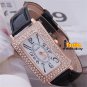 Muitl-color Square Crystal Leather Band Women Lady Quartz 86 Gift Wrist Watch