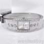Fashion Silver Bracelet Bangle Rhinestone Crystal Wrist Watch Trendy 86 Women