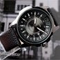 Classicial Delicate Dial Date Black Leather Band Wirst Watch Unisex Men Q4211