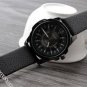 Classicial Delicate Dial Date Black Leather Band Wirst Watch Unisex Men Q4211