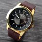 Classicial Delicate Dial Date Brown Leather Band Wirst Watch Unisex Men Q4210