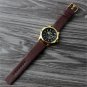 Classicial Delicate Dial Date Brown Leather Band Wirst Watch Unisex Men Q4210