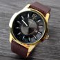 Classicial Delicate Dial Date Brown Leather Band Wirst Watch Unisex Men Q4210