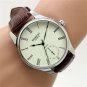 Simple Round Dial Rome Number Quartz Wrist Watch Leather Men Boy86 Gift Q3526