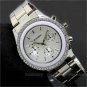 New Silver Round Dial Crystal Steel Band Quartz Wrist Watch Women Men Q0850