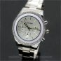 New Silver Round Dial Crystal Steel Band Quartz Wrist Watch Women Men Q0850