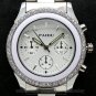 New Silver Round Dial Crystal Steel Band Quartz Wrist Watch Women Men Q0850