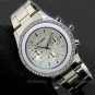 New Silver Round Dial Crystal Steel Band Quartz Wrist Watch Women Men Q0850