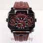 OULM Suare 3 Time Zone Quartz Wrist Watch Analog Men Women Hour Outdoor Sport AB