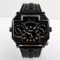 OULM Suare 3 Time Zone Quartz Wrist Watch Analog Men Women Hour Outdoor Sport AB
