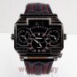 OULM Suare 3 Time Zone Quartz Wrist Watch Analog Men Women Hour Outdoor Sport AB