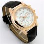 Simple Round Analog Crystal Faux Leather Gift Women Lady  Quartz Wrist 86 Watch