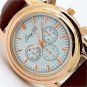 Simple Round Analog Crystal Faux Leather Gift Women Lady  Quartz Wrist 86 Watch
