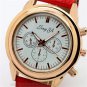Simple Round Analog Crystal Faux Leather Gift Women Lady  Quartz Wrist 86 Watch