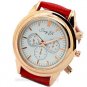Simple Round Analog Crystal Faux Leather Gift Women Lady  Quartz Wrist 86 Watch
