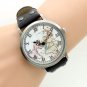 Black PU Leather Map Dial Analog Quartz Wrist Watch Women Lady Men Gifts Q3467