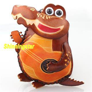 Cute Crocodile Genuine Leather Handmade Stitch Wallet Money Coin Purse Kid Gifts