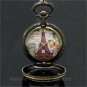 Retro Eiffel Tower Rome Quartz Pocket Watch Necklace Pendant 86 Gift P197
