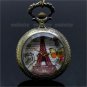 Retro Eiffel Tower Rome Quartz Pocket Watch Necklace Pendant 86 Gift P197
