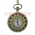 vintage Antique Style bronze mens quartz analog pocket watch Sunflower 86 P04