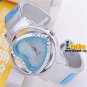 Love Heart Shaped Dial Quartz Crystal Lady Girls Wrist Watch Bracelet Steel AB