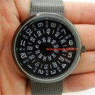 Black Quartz Metal Mesh Wrist Watch Mens Boy Turntable Dial Digital Gift 8CQ0823