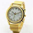 Elegant Golden Stainless Steel Band Round Dial Quartz Wrist Watch Men Lady Q03