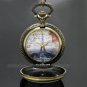 Bronze Eiffel Tower Rome Number Quartz Pocket Watch Necklace Pendant 86 P190