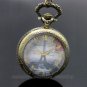 Bronze Eiffel Tower Rome Number Quartz Pocket Watch Necklace Pendant 86 P190