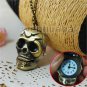 Retro Horrible Skull Quartz Pocket Watch Pendant Necklace mens 86 Gift P95