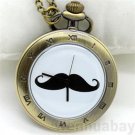 Black Beard Cuff Mustache Pendant Vintage Pocket Watch Necklace 86 Gift P141