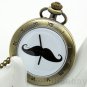 Black Beard Cuff Mustache Pendant Vintage Pocket Watch Necklace 86 Gift P141