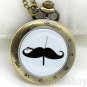 Black Beard Cuff Mustache Pendant Vintage Pocket Watch Necklace 86 Gift P141