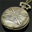 Retro Bronze the British Flag Union Jack Quartz Pocket Watch 86 Gift P81