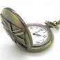 Retro Bronze the British Flag Union Jack Quartz Pocket Watch 86 Gift P81