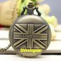 Retro Bronze the British Flag Union Jack Quartz Pocket Watch 86 Gift P81
